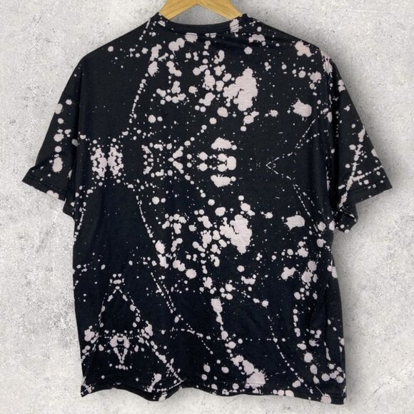Shein Stay True Yourself Paint Splatter Tie Dye Oversized‎ Tee Black Top Size 6 - Picture 4 of 8